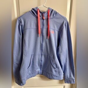 The North Face Women’s Agave Full Zip Fleece Hoodie - Blue/Pink Logo